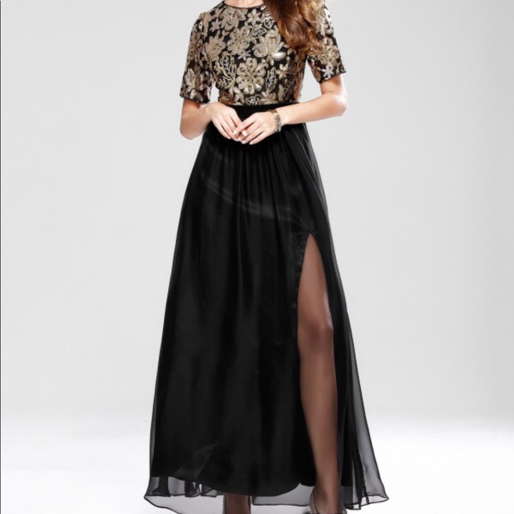 Gold and Black embellished maxi dress